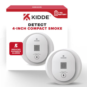 Kidde 10SDR front-view smoke detector showing compact size for home safety