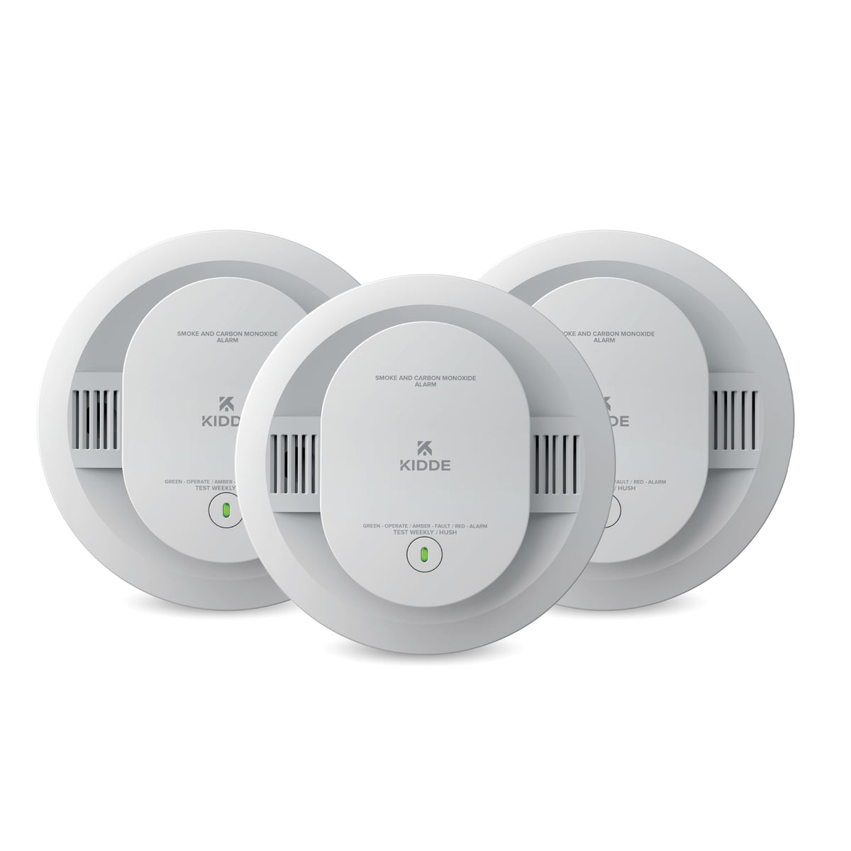Kidde 30CUDR-V front view — compact smoke and CO detector for quick safety checks.