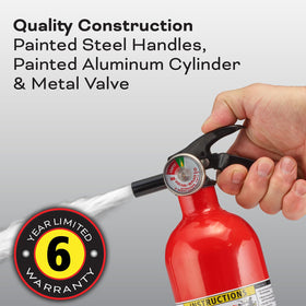 Kidde 8 to 12 seconds discharge time for quick response in small fires.