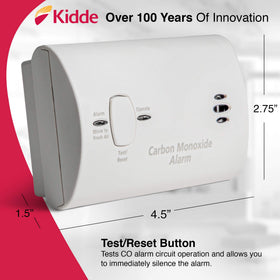 Kidde CO detector mounted on wall or tabletop for flexible placement