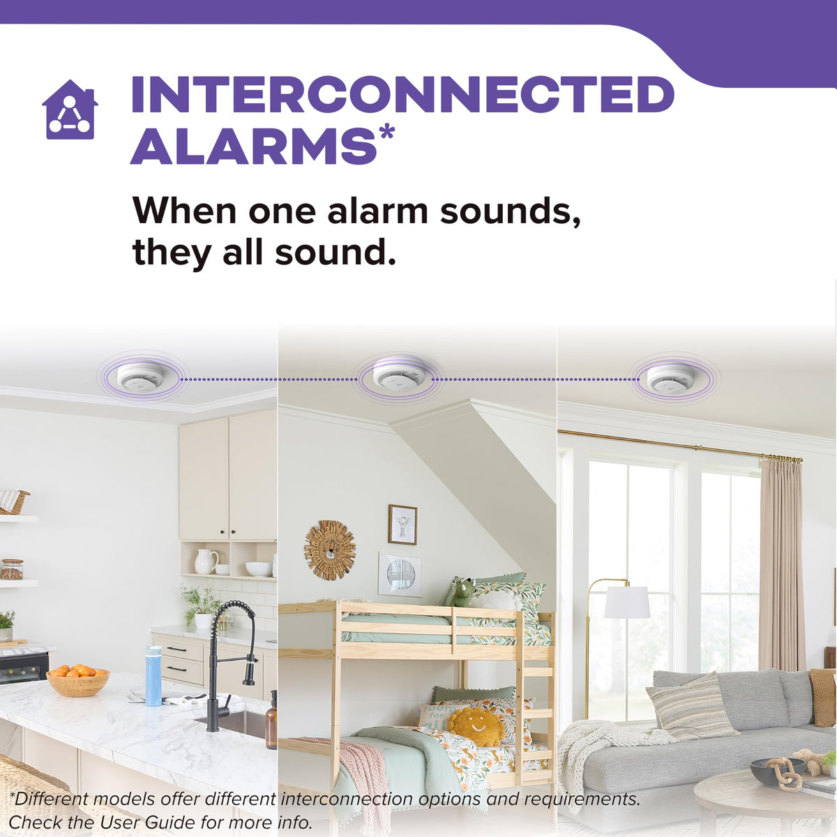 Kidde AA battery backup is included for continued protection during outages.