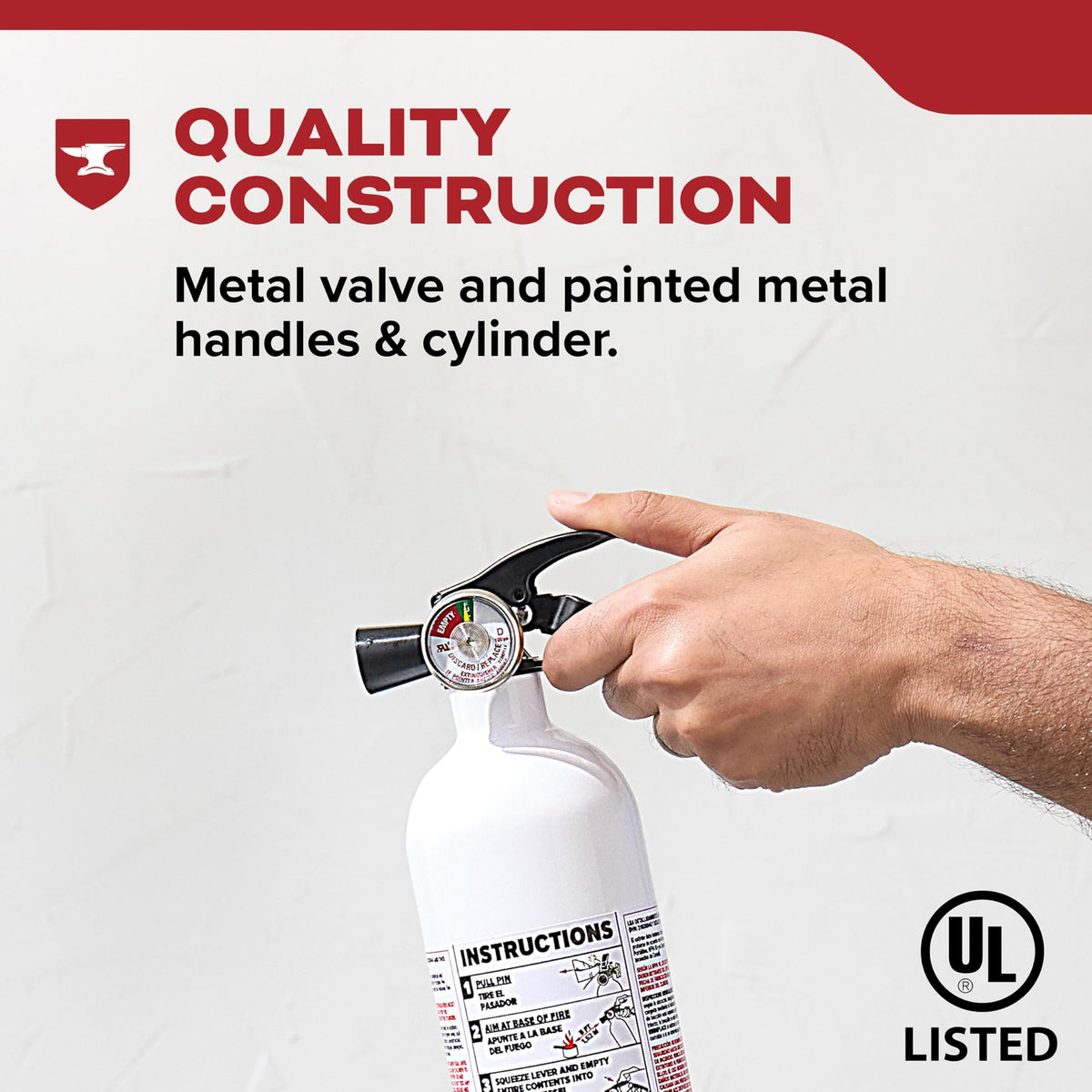 Kidde all-metal valve construction offers durable performance.