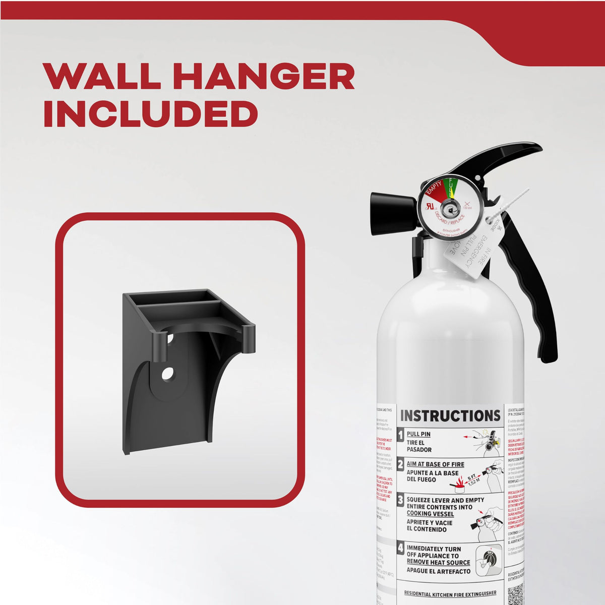 Kidde aluminum body is lightweight for easy handling and storage.