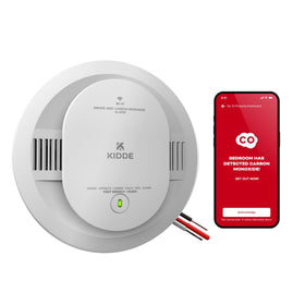 Kidde app-enabled hardwired detector front view showing dual smoke and CO detection
