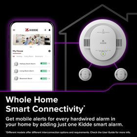 Kidde app on phone showing setup for real-time alerts