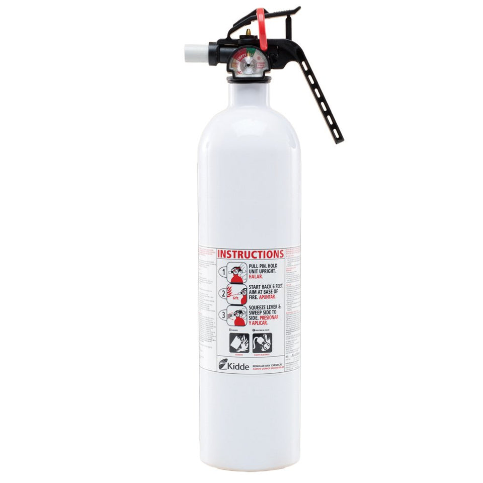 Kidde Auto/Marine 10-B:C extinguisher with metal valve, ideal for quick onboard fire response