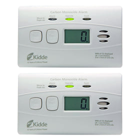 Kidde CO detector with 10-year battery front view showing long-lasting power