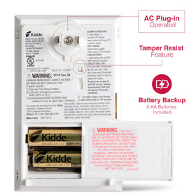 Kidde CO detector emits 85 dB alarm to alert households
