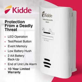 Kidde CO detector with AA backup safeguards during power outages