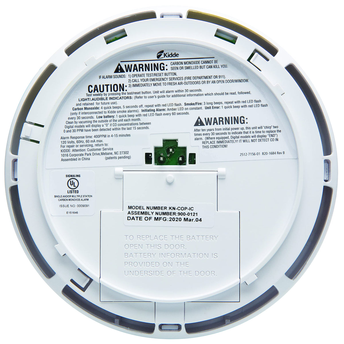 Kidde CO detector digital display highlighting live CO level for monitoring