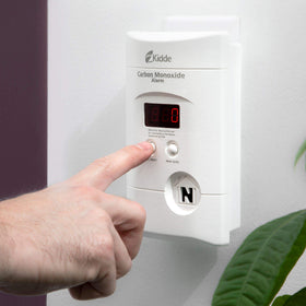 Kidde CO detector Smart-Hush button silences alerts for a short period