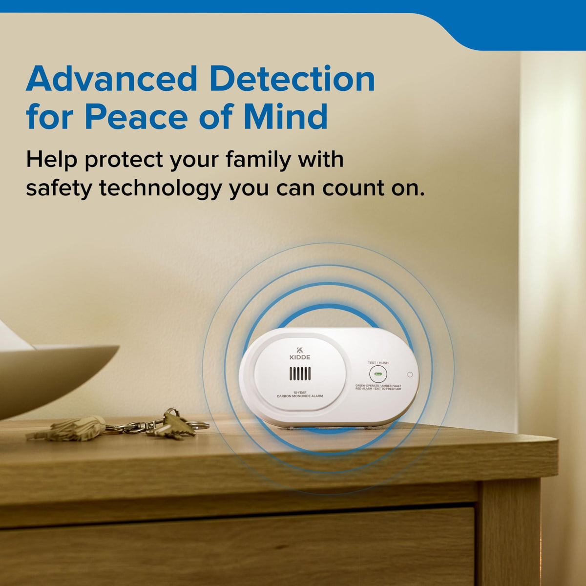Kidde COB10 compact design fits any room and travel needs.