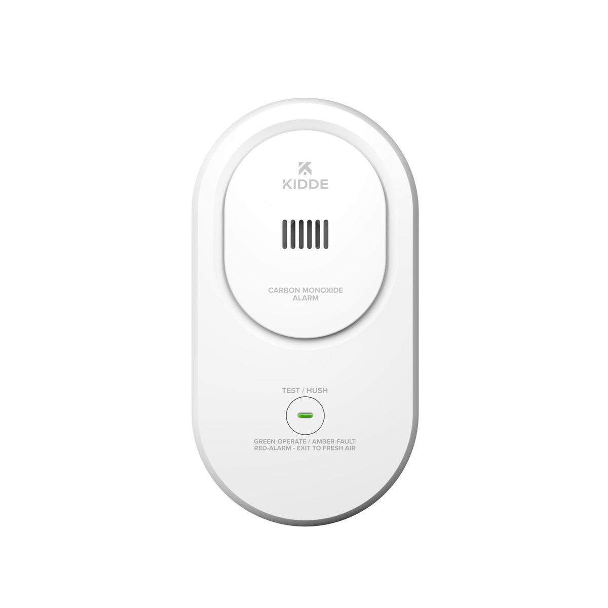 Kidde COP detector front view highlights compact plug-in design for home safety.
