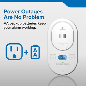 Kidde COPD CO detector sounding an 85 dB alarm to indicate CO danger.