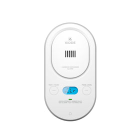 Kidde COPD CO detector with backlit display for easy CO level reading at night.