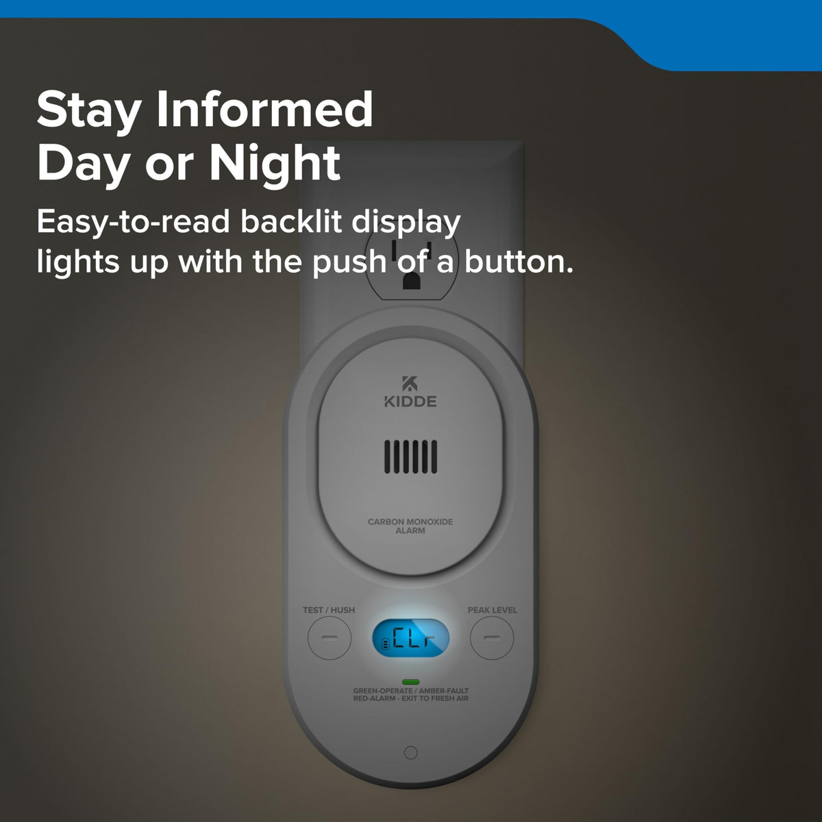 Kidde COPD CO detector uses two AA batteries for backup power during outages.
