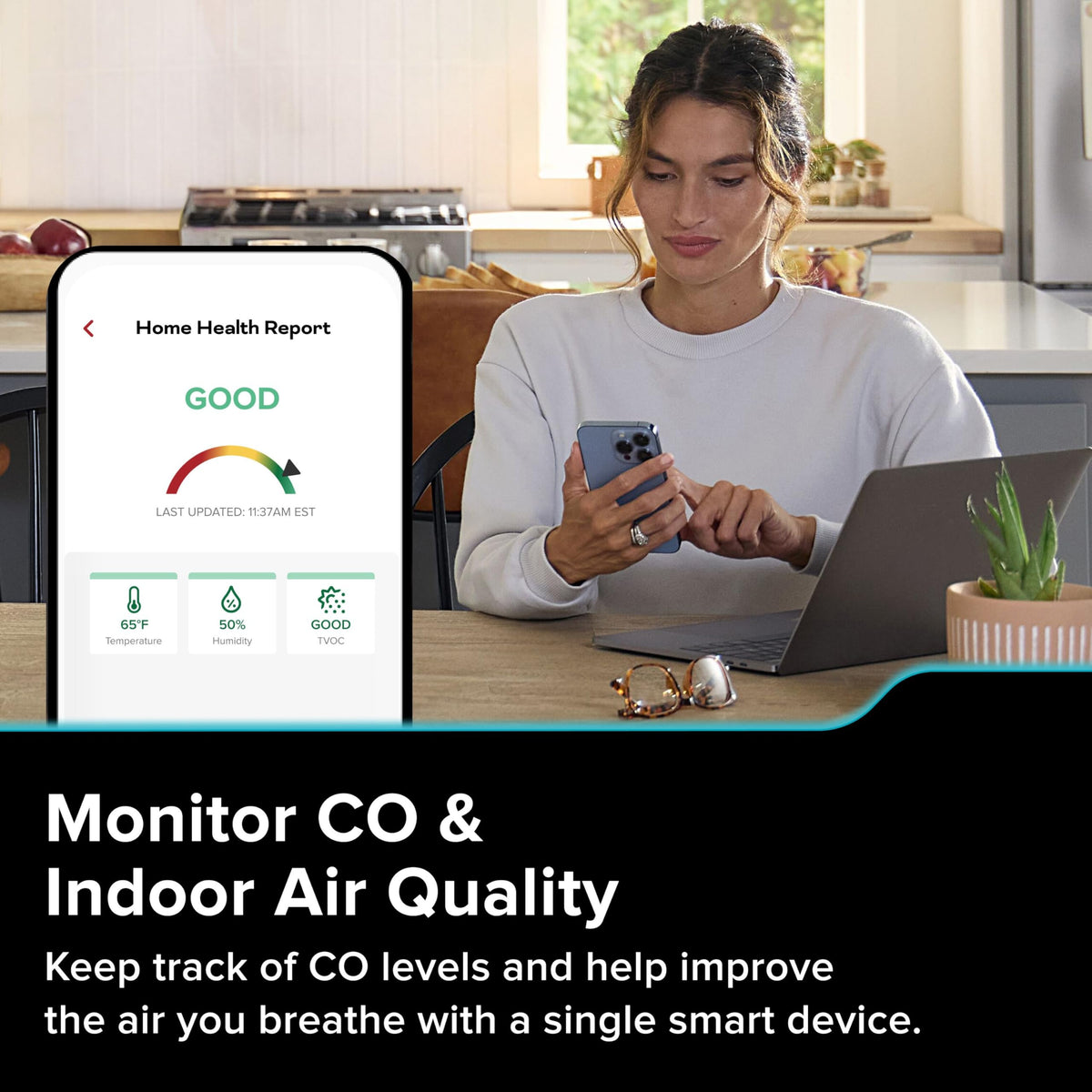 Kidde COPDLQW 85 dB alarm signals CO presence for fast awareness.