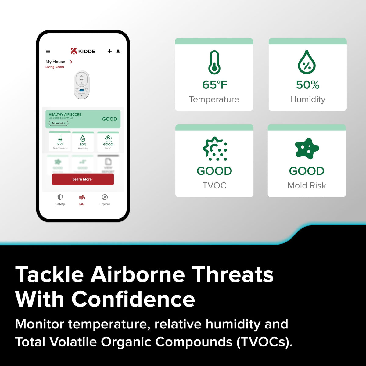 Kidde COPDLQW AA backup keeps protection during power outages.