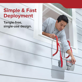 Kidde ladder stores compactly under furniture for discreet storage.