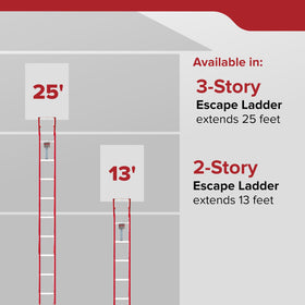 Kidde Fire Escape Ladder extends to 13 feet for second-story egress.