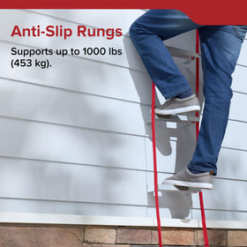 Kidde ladder supports up to 1,000 pounds when distributed across rungs.