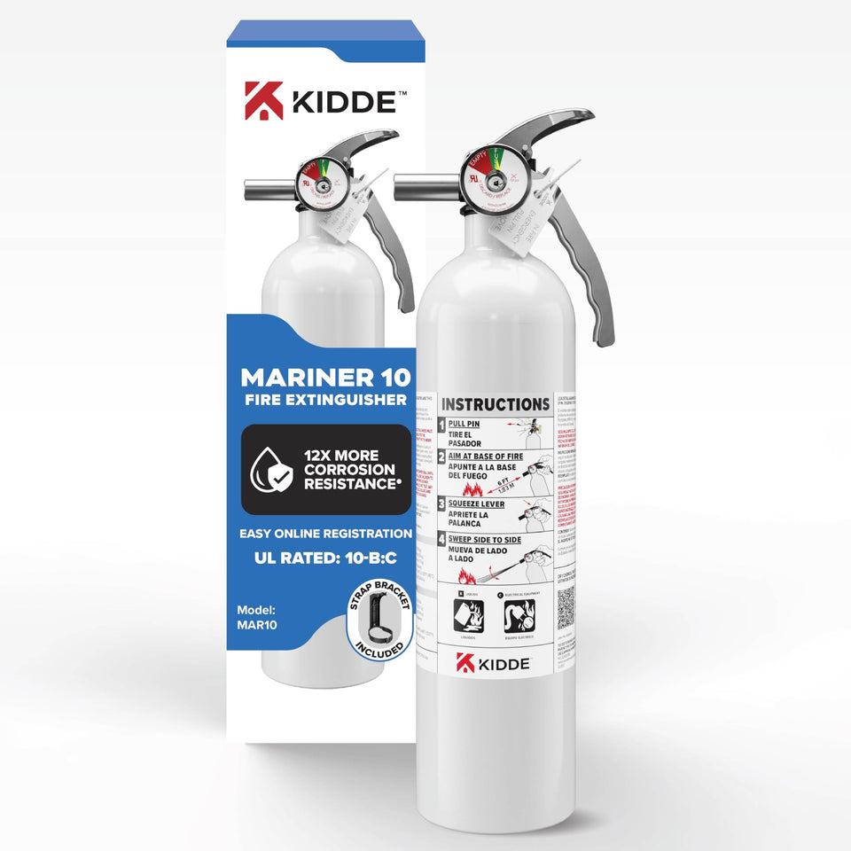 Kidde 10BC boat extinguisher ready for quick on-deck use