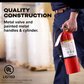 Kidde extinguisher showcases all-metal construction for durability.