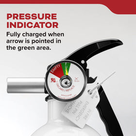 Kidde QR code on extinguisher links to warranty and product details.