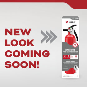 Kidde fire extinguisher side view red 1-A:10-B:C compact home storage