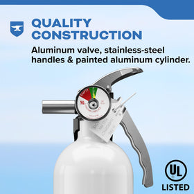 Kidde stainless-steel handle offers a reliable grip in emergencies