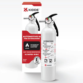 Kidde 10BC vehicle fire extinguisher ready for quick response in cars and trucks.