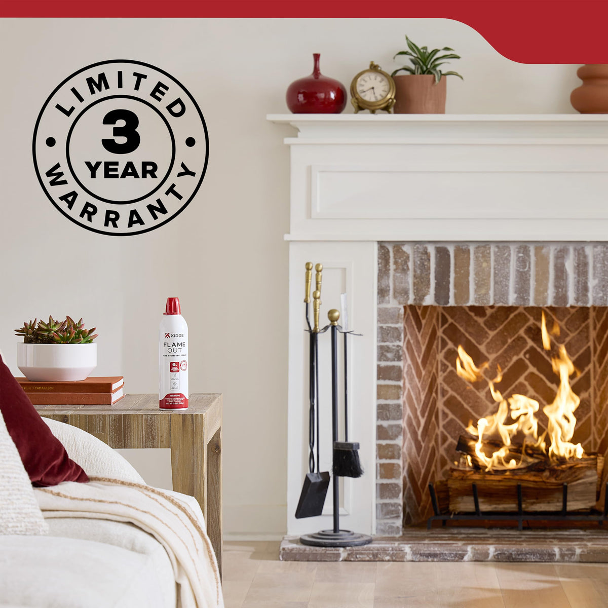 Kidde Flame Out Fire Spray includes a 3 year warranty for confidence.