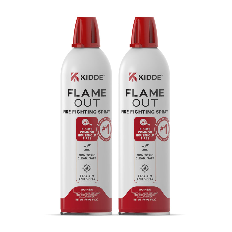 Kidde Flame Out Fire Spray compact size ready for quick kitchen safety.