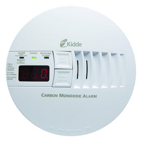 Kidde hardwired CO detector front view with clear digital display for quick CO checks