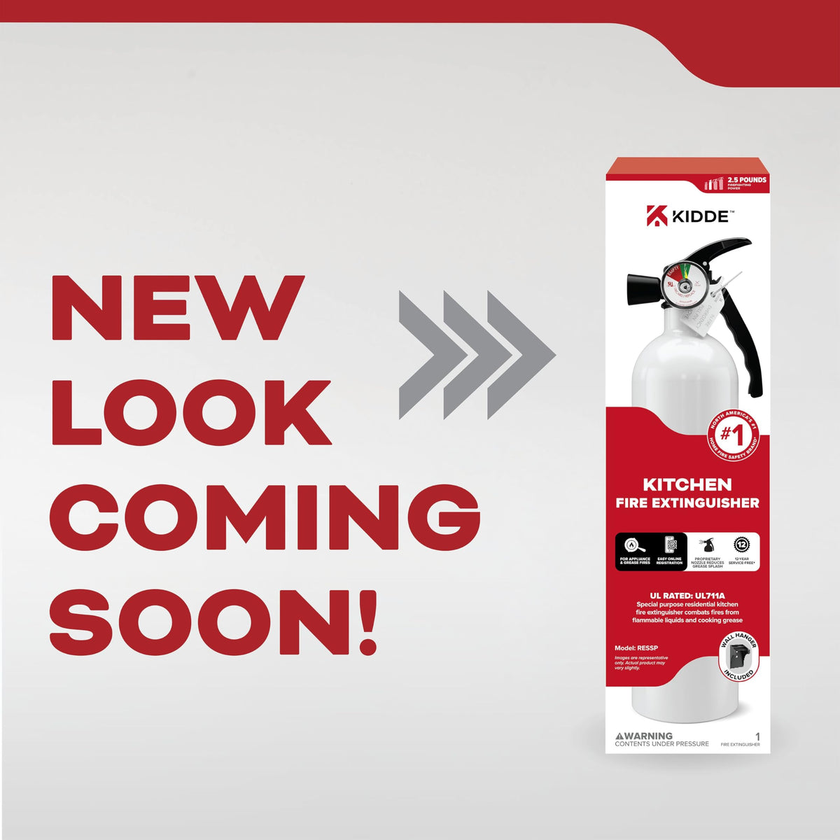 Kidde kitchen extinguisher nozzle design minimizes oil splash for safer aiming.