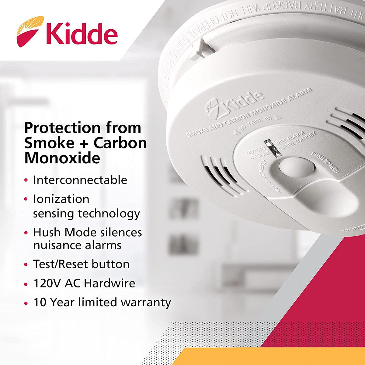 Kidde KN-COSM-IBA interconnect wiring showing home-wide protection network.