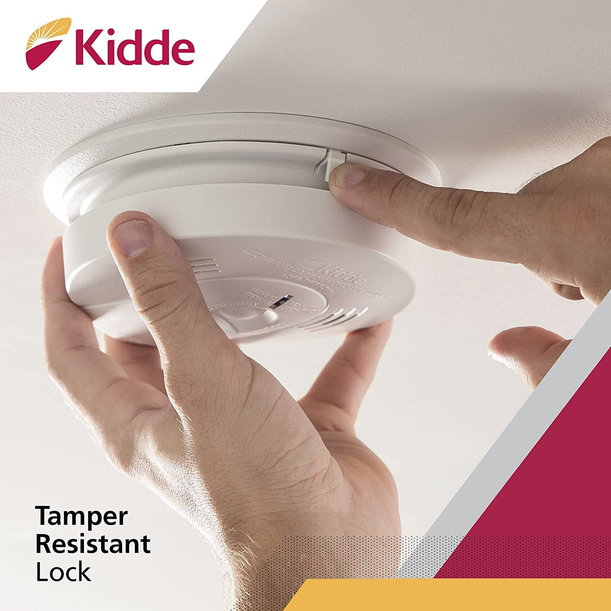 Kidde KN-COSM-IBA wall or ceiling mount installation in a hallway.