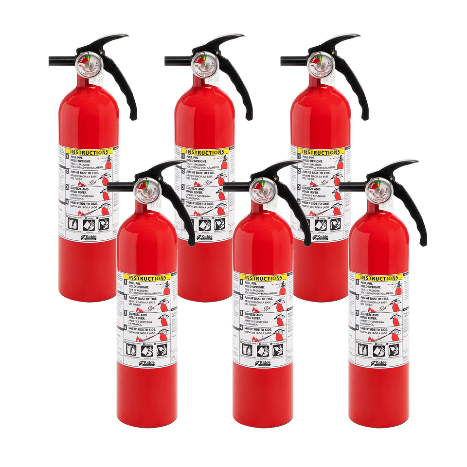Kidde fire extinguisher with green pressure indicator ready for use