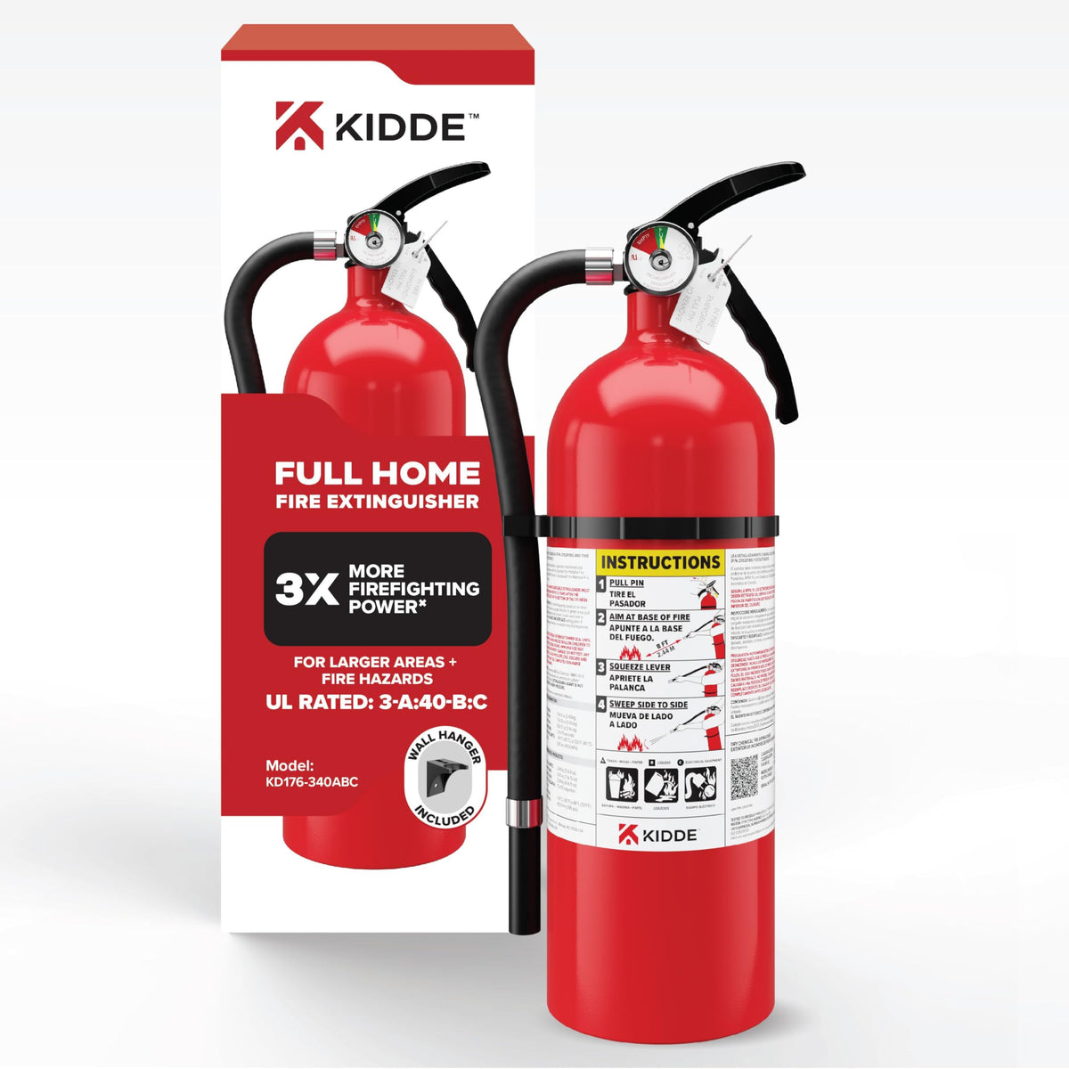 Kidde multipurpose fire extinguisher wall-mounted for quick access in home, office, or dorm