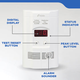 Kidde Nighthawk 85 dB alarm loudly alerts about detected gas or CO.