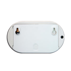 Kidde Nighthawk CO alarm back view showing battery compartment and mounting options