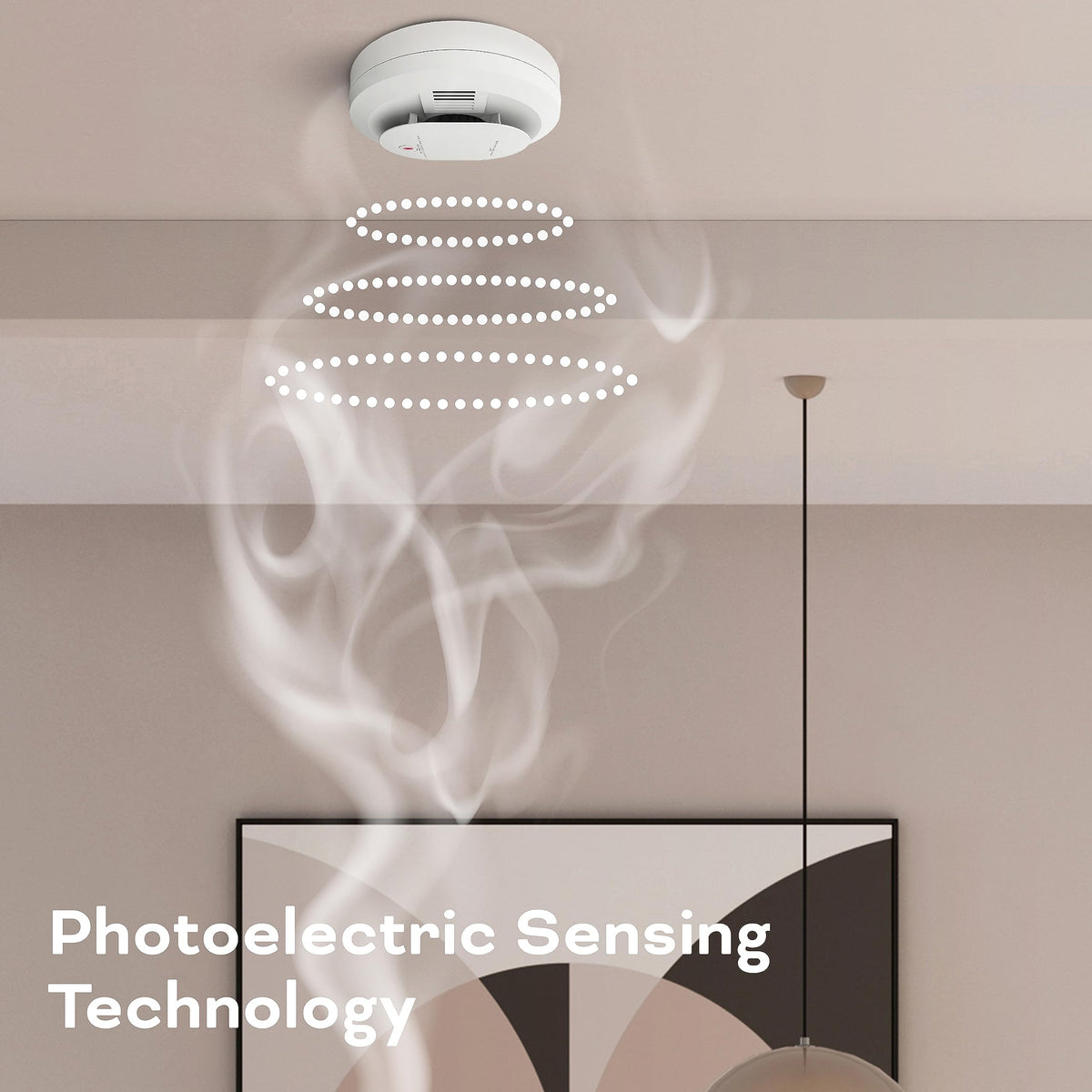 Kidde photoelectric sensor detects visible smoke particles from smoldering fires.