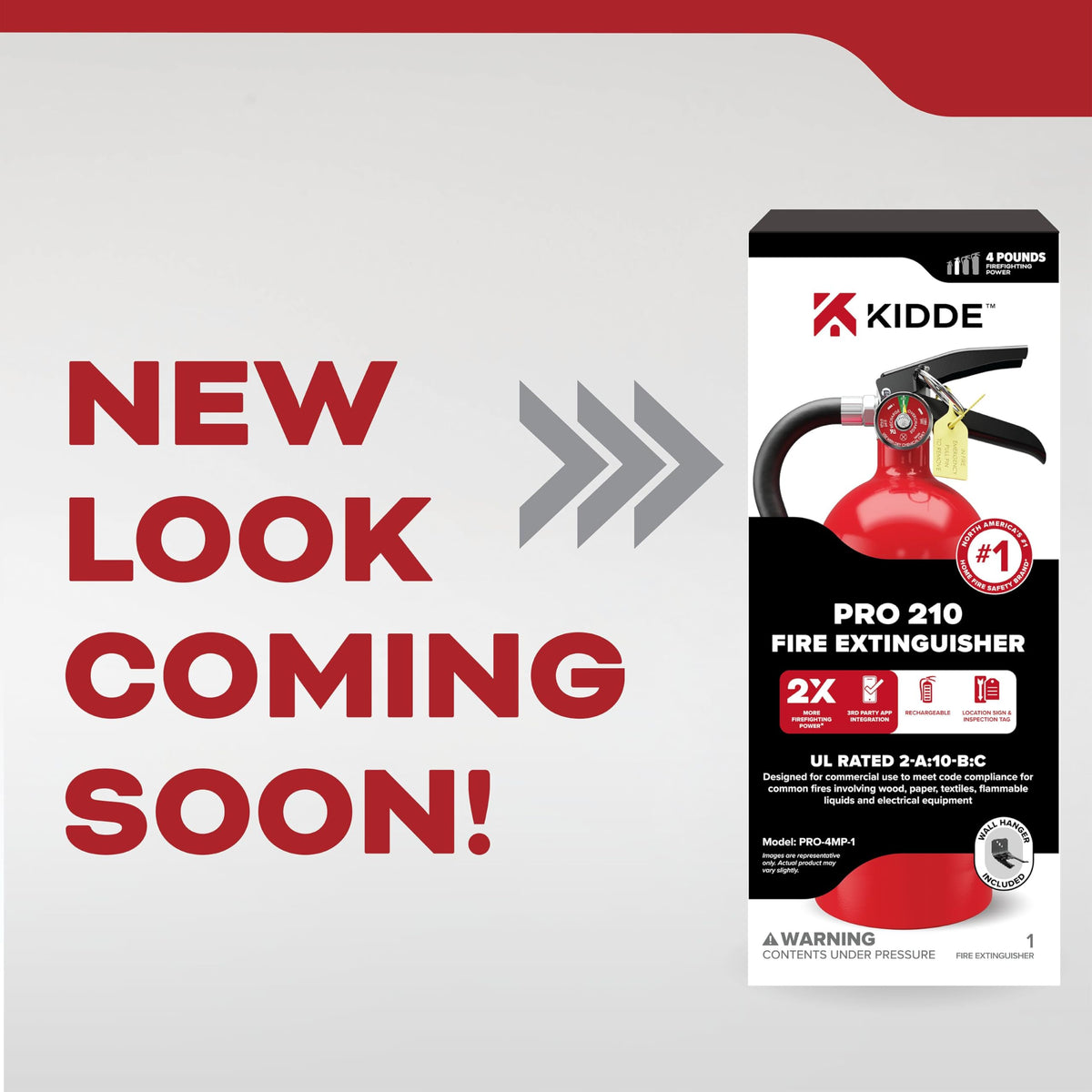 Kidde Pro extinguisher with 13-15 second discharge for rapid control.