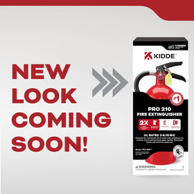 Kidde Pro extinguisher with 13-15 second discharge for rapid control.