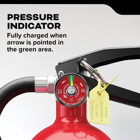 Kidde safety pin and pull ring shown for quick access during emergencies.
