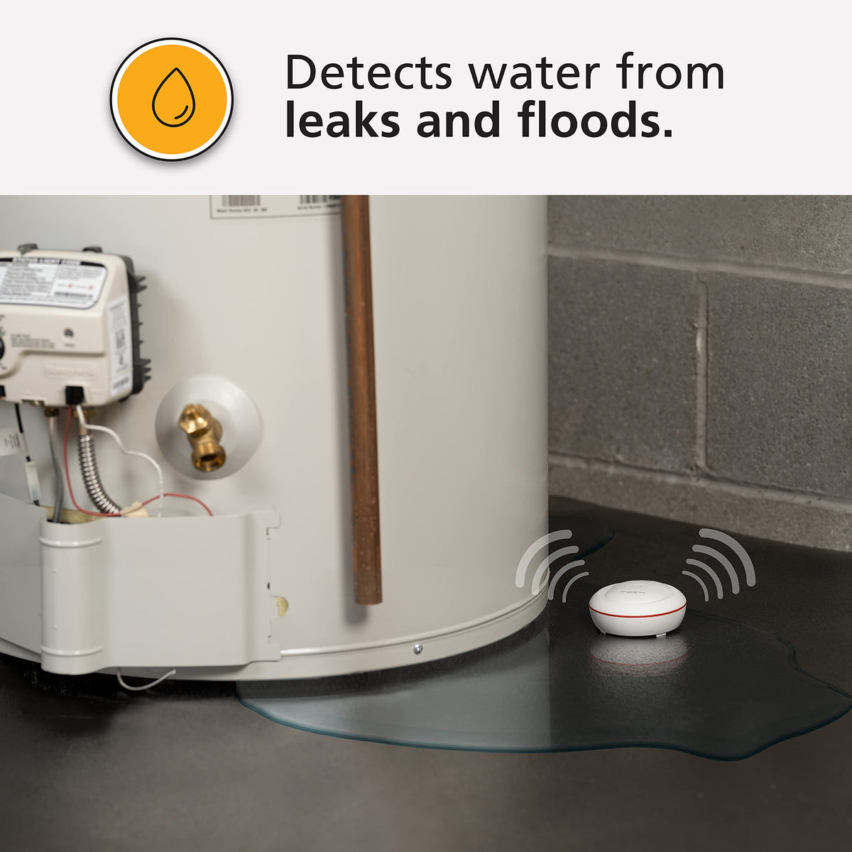 Kidde smart-leak-detector QR code setup image shows quick, easy installation.