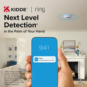 Kidde detector with hush and test button for quick verification