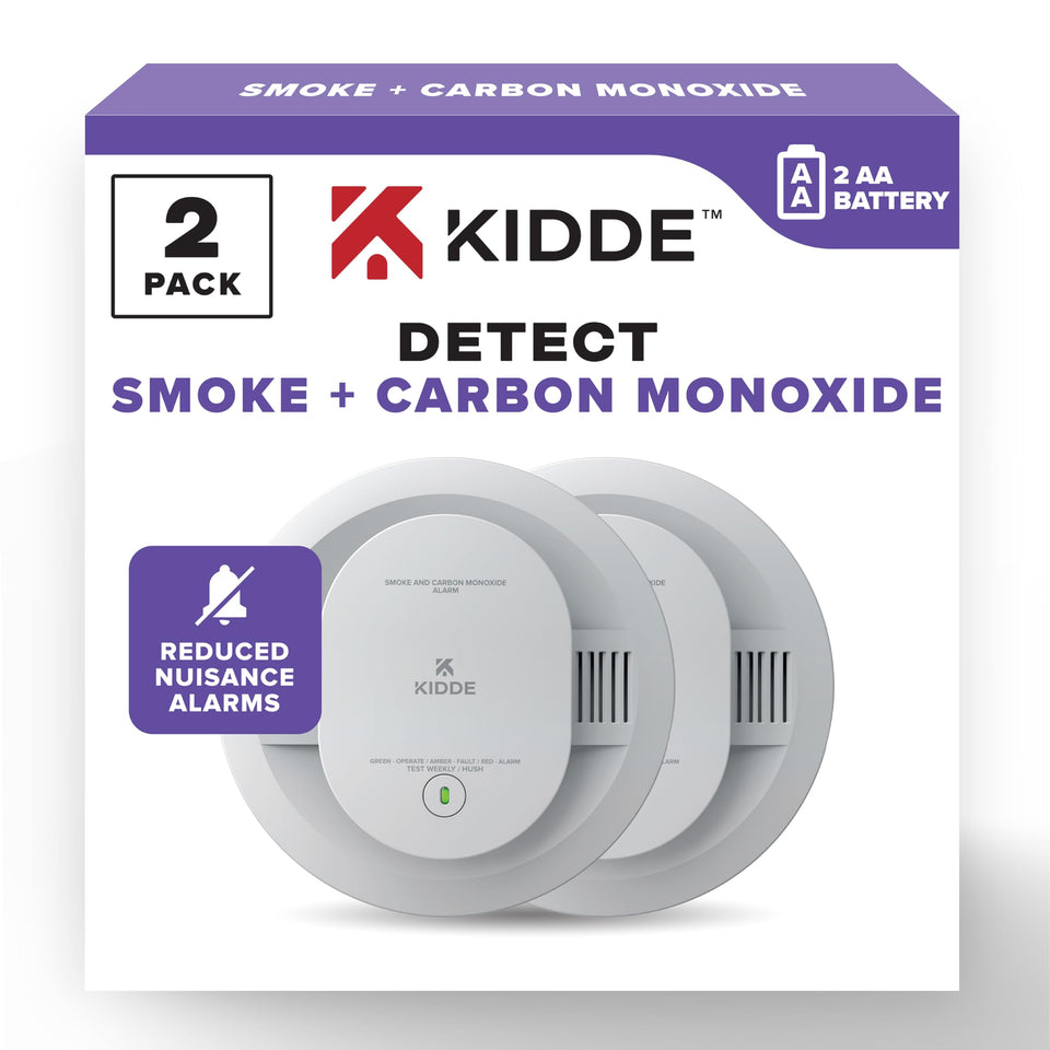 Kidde 30CUDR 2-pack front-view detector with dual sensing for early alerts