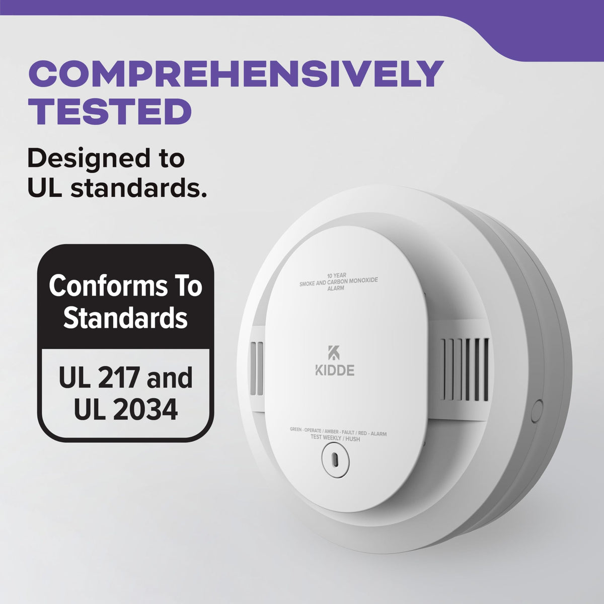 Kidde 30CUD10-V unit meets UL and FCC standards for reliability