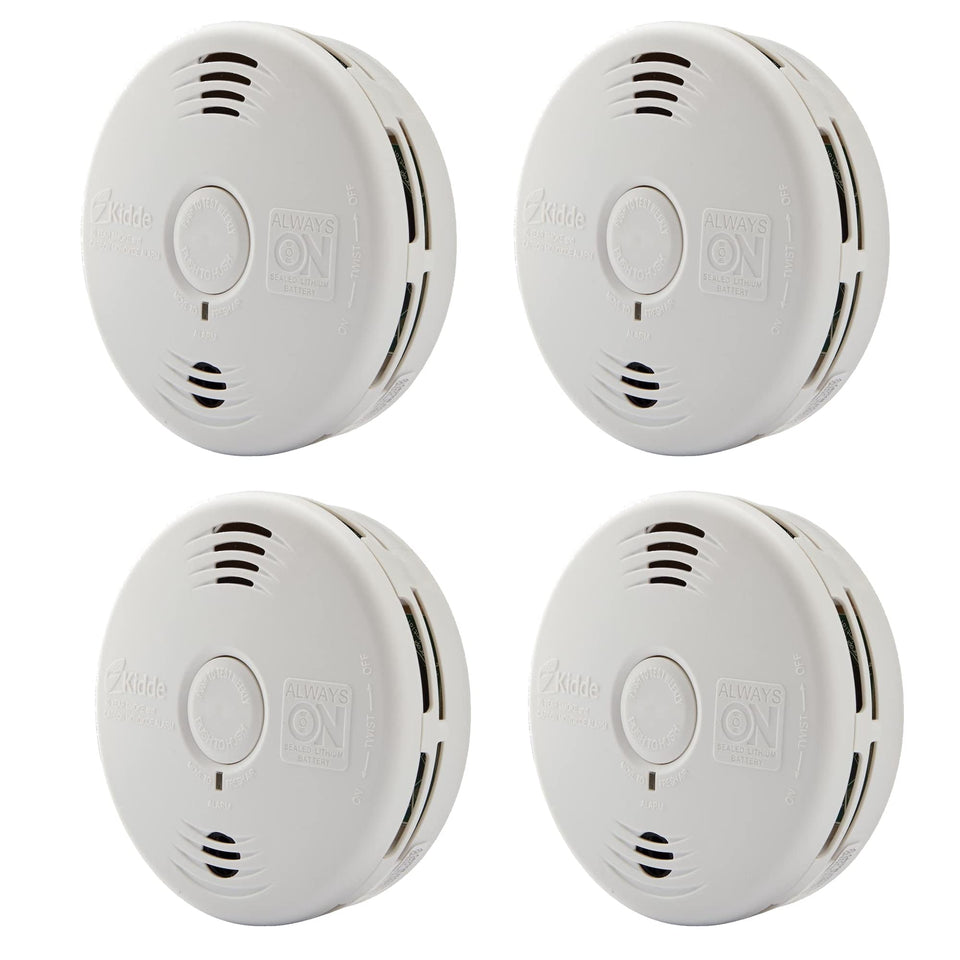 Kidde 2-in-1 detector front view showing dual sensors for smoke and CO.